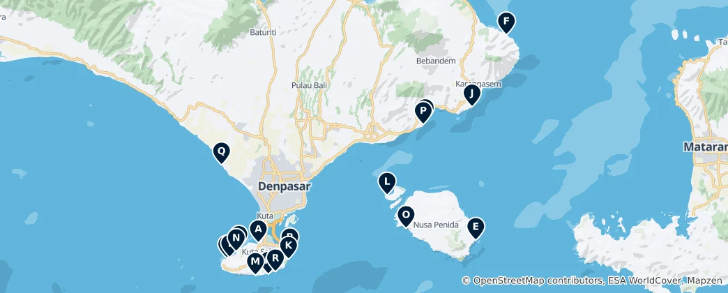 Mapa Bali's Best Beaches
