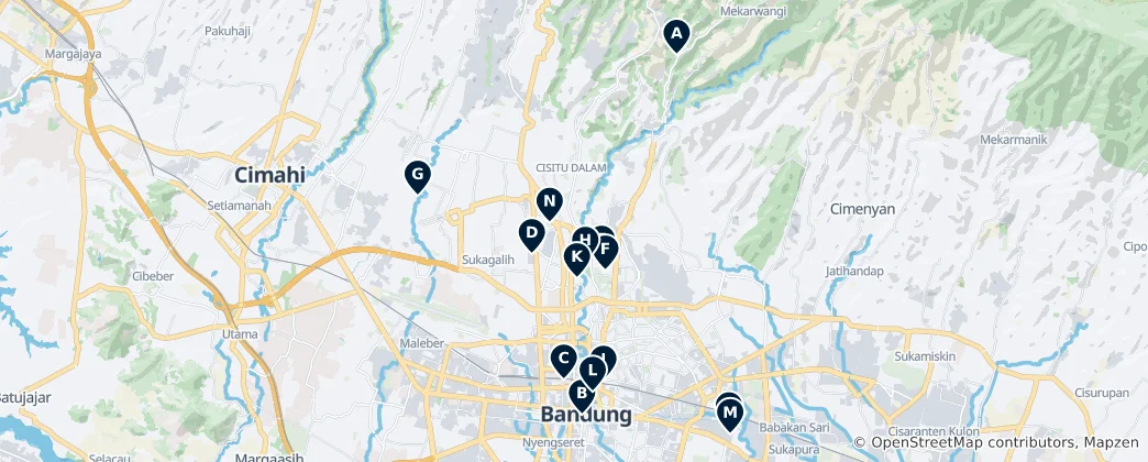 Mapa de Kota Bandung's Unmissable Highlights