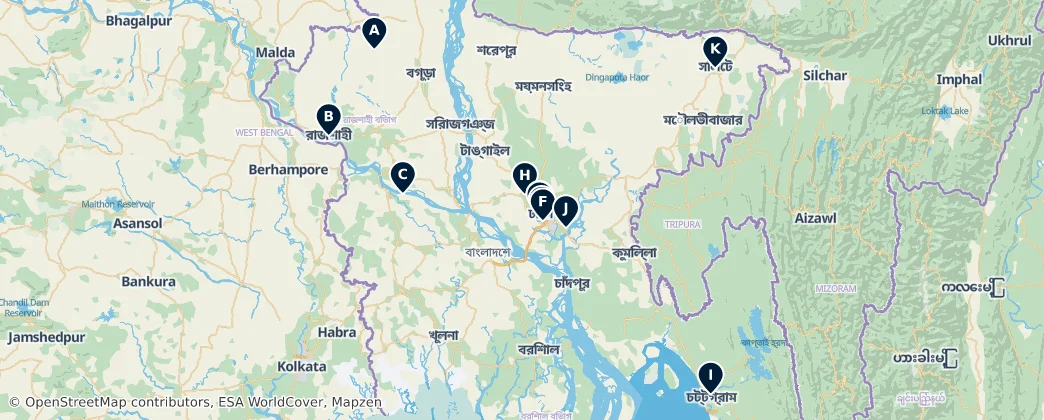 Bangladesh Highlights — Map
