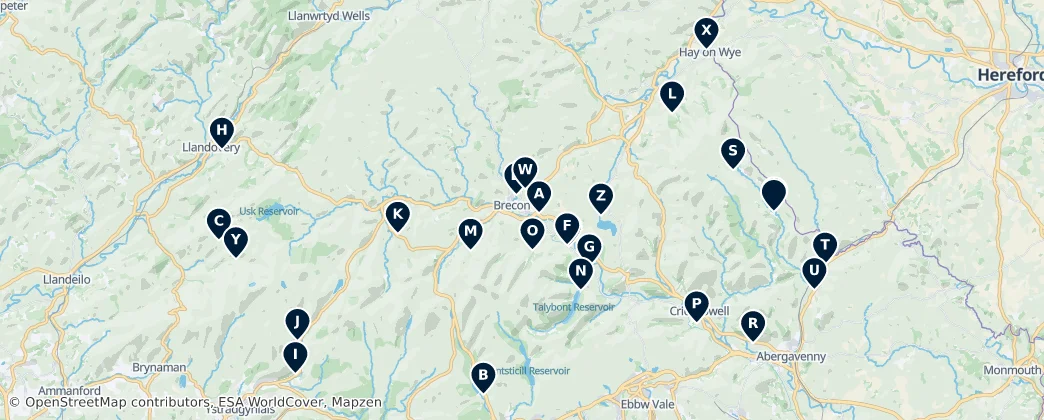 Mapa Campsites and Caravan Parks