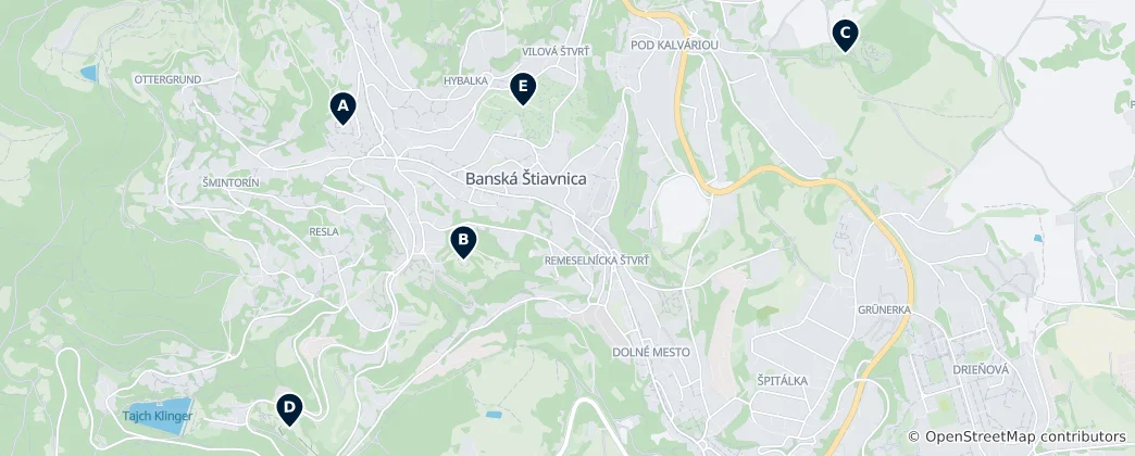 Map of Editor's Choice: Banská Štiavnica