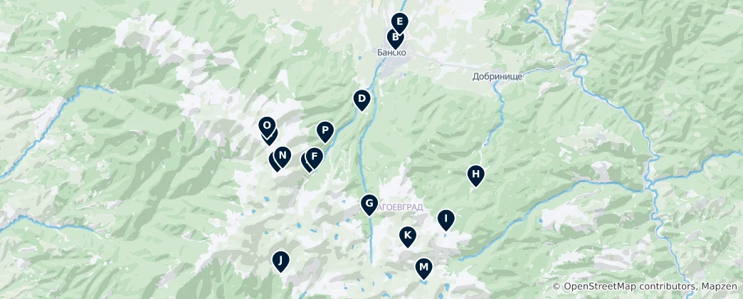 Mapa de Bansko's Essential Treasures