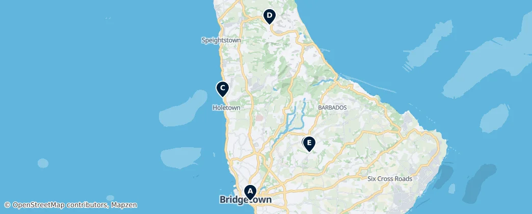 Historic Sites of Barbados — Map