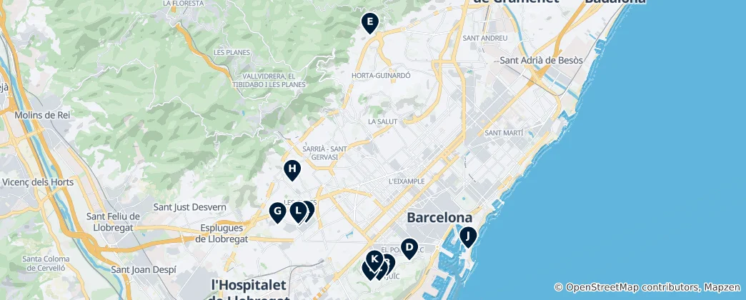 Map of Barcelona Sports & Stadiums