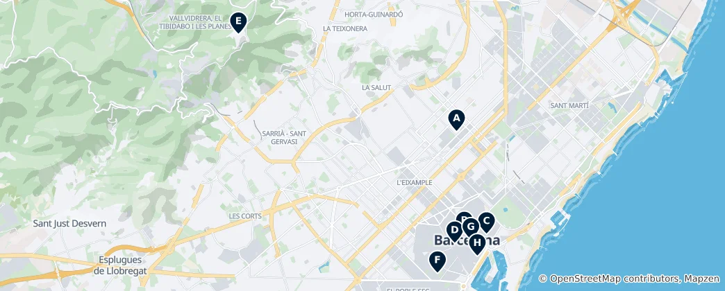 Karte von Barcelona's Historic Churches