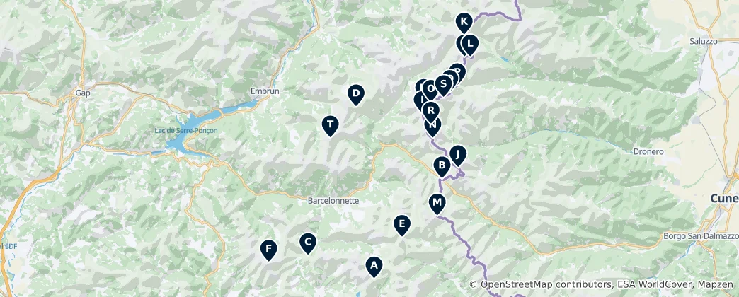 Mapa Alpine Peaks and Passes