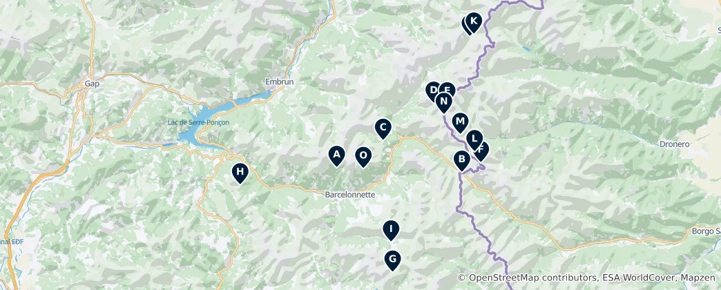 Mapa Alpine Refuges & Bivouacs
