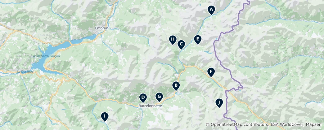 Map of Historic Churches of Ubaye