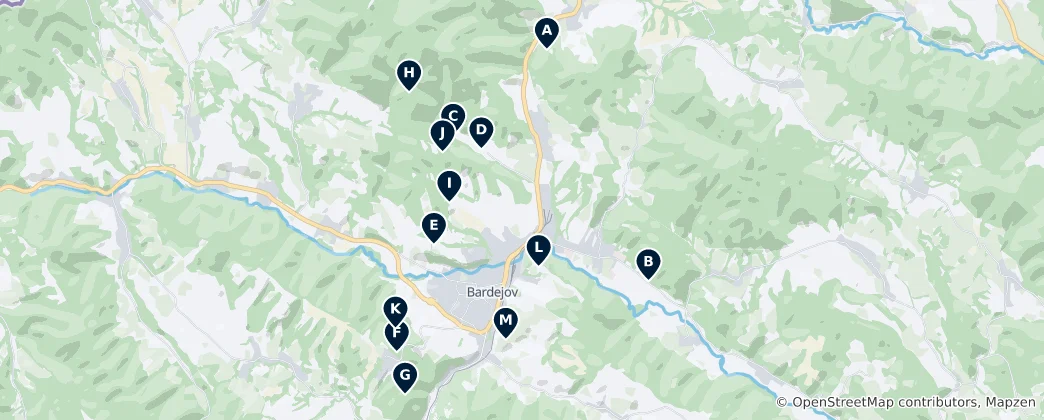 Map of Hiking and Nature in Bardejov
