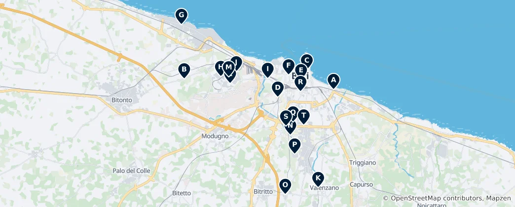 Mapa Posvätné miesta Bari
