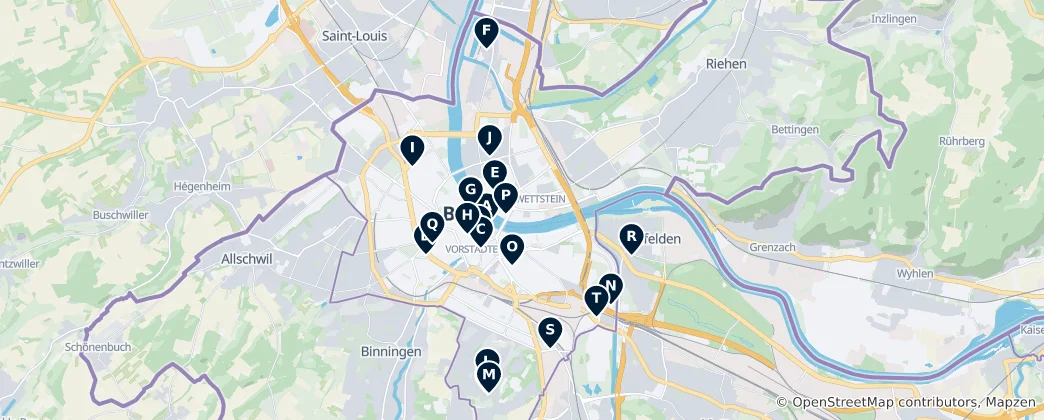 Map of Basel's Sacred Sites