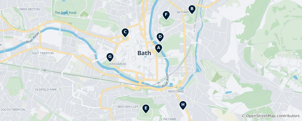 Mapa Parks and Gardens of Bath