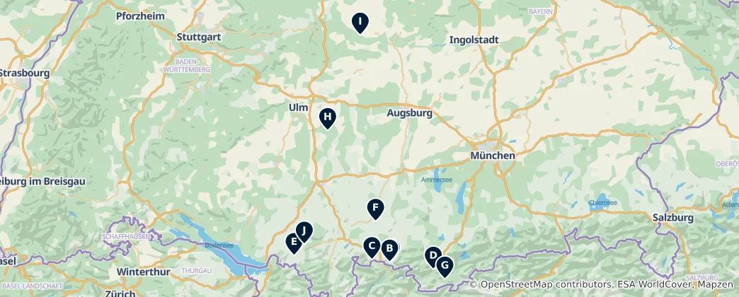 Map of Bavarian Castles & Ruins