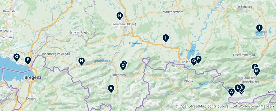 Map of Bavarian Nature Highlights