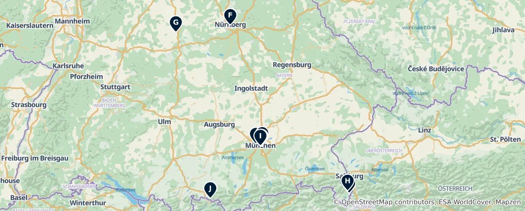 Mapa Editor's Choice Bavaria