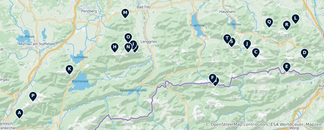 Kaart van Alpine Huts and Shelters