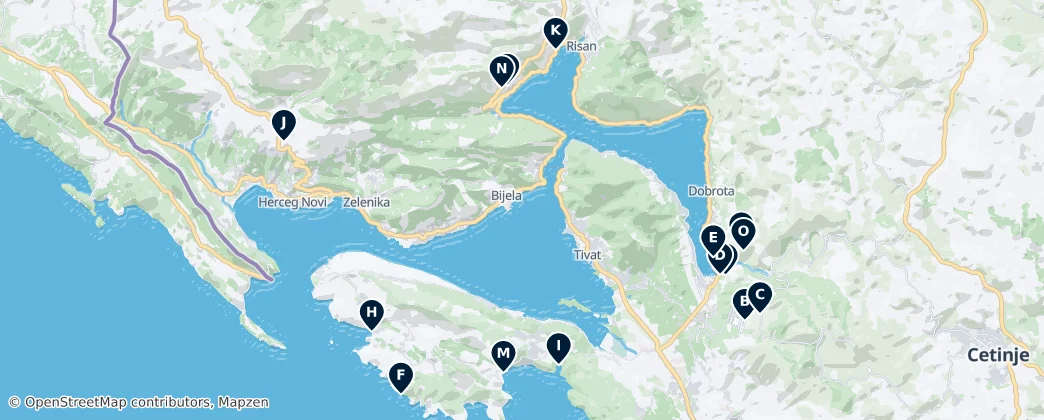 Térkép: Bay of Kotor Views & Nature