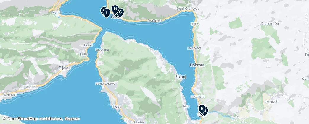 Religious Sites in Bay of Kotor 地图