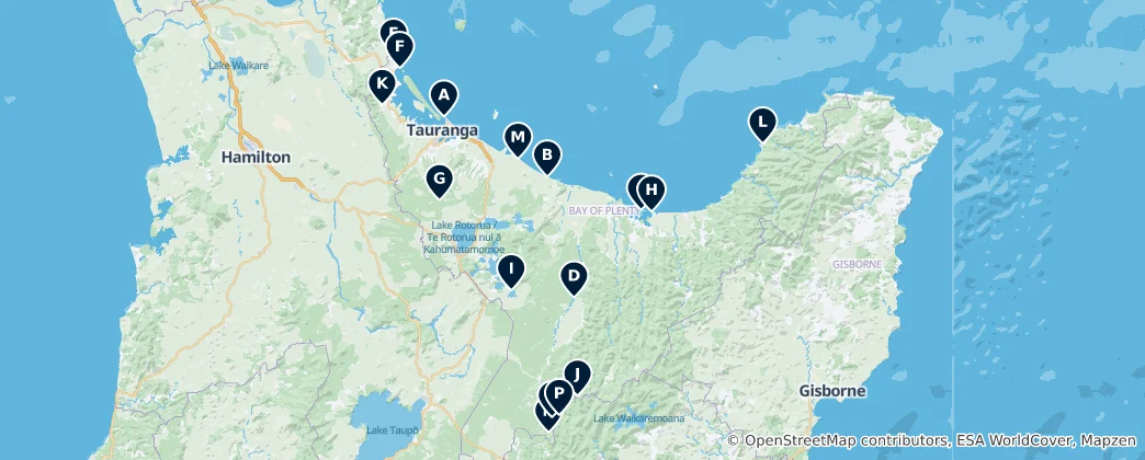 Mapa Wilderness Huts & Campsites