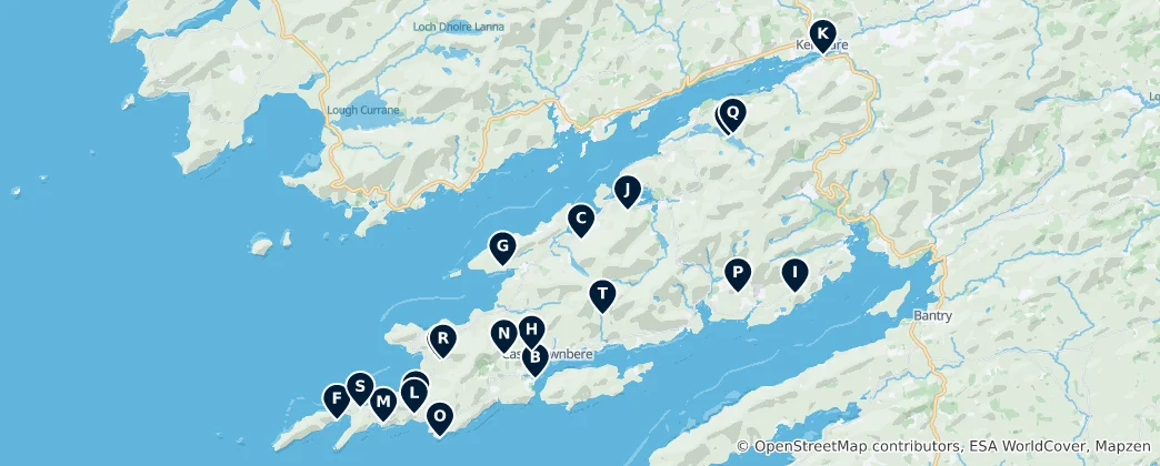 Mapa Beara Archaeological Sites