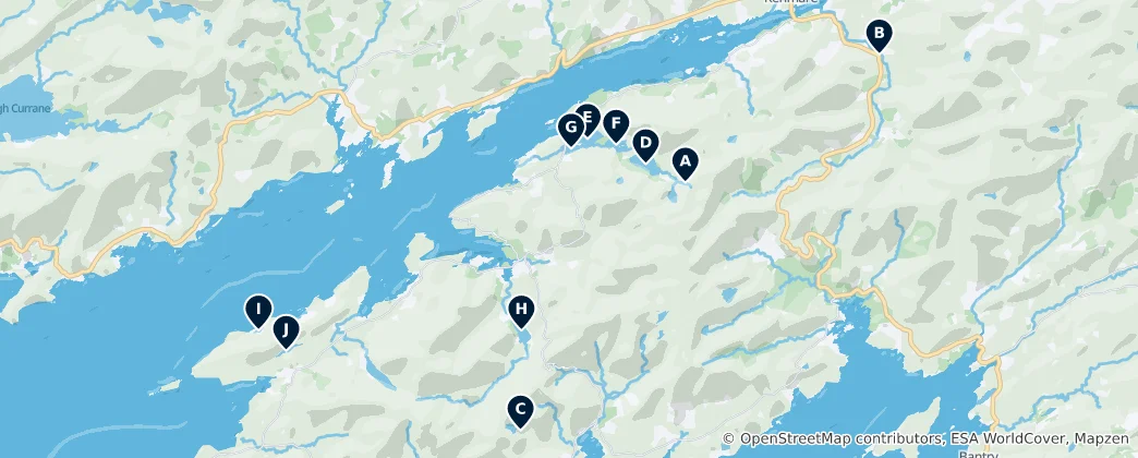 Mappa di Beara Lakes & Waterfalls