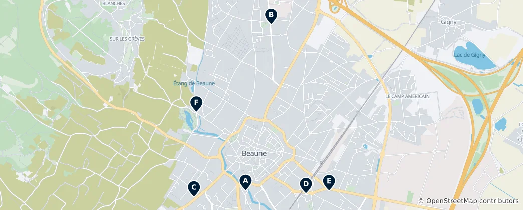 Mappa di Beaune Wine Highlights
