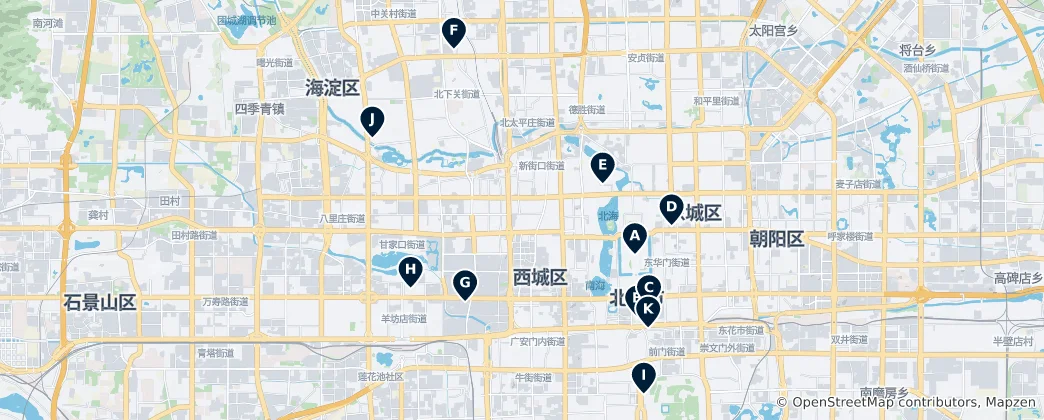 Karte von Top Museums in Beijing