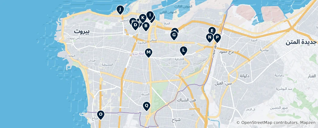 Mappa di Beirut Historic Sites
