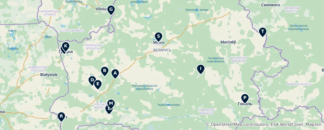 Map of Historical Sites of Belarus