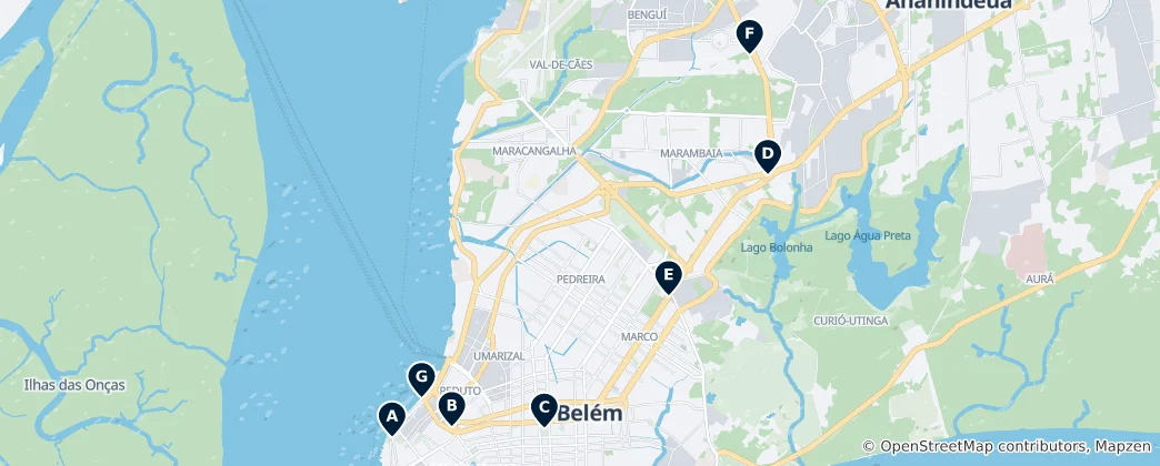 Karte von Cultural Landmarks in Belém
