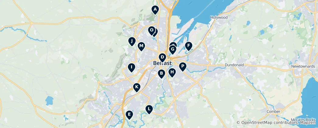 Karte von Belfast Parks und Gärten