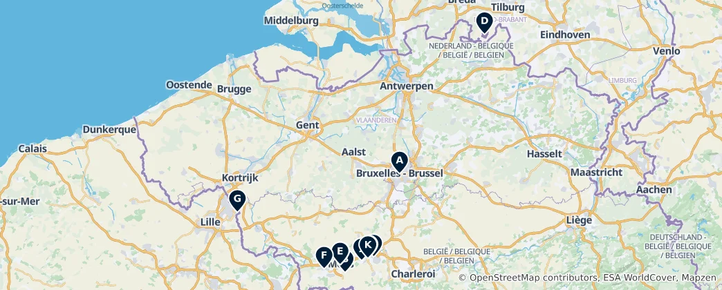 Mapa Belgian Heritage Highlights