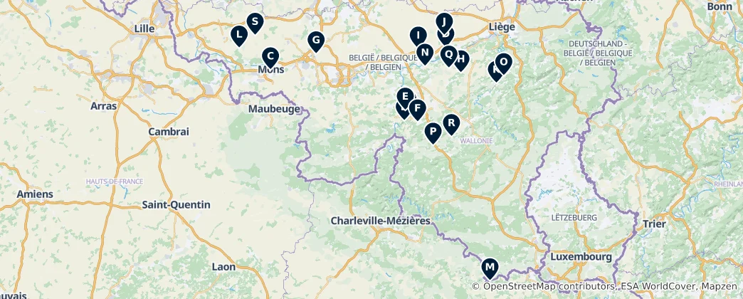 Map of Castles & Châteaux of Wallonia
