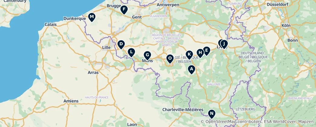 Map of Historic Churches & Abbeys