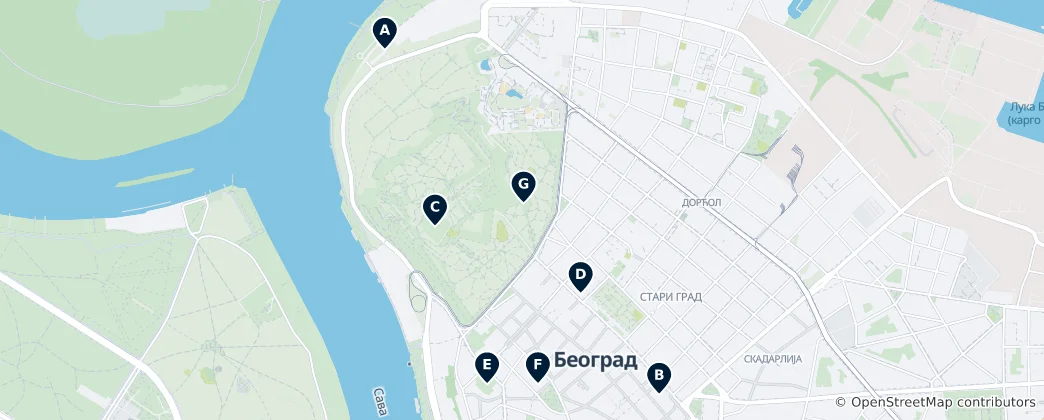 Mapa Belgradzkie Muzea i Centra Sztuki