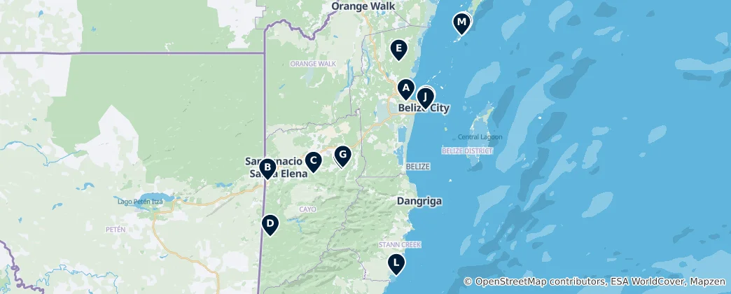 Mapa Belize Essentials: Maya Ruins, Reefs, and Jungles