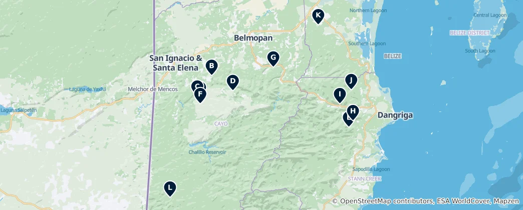 Mappa di Waterfalls and Caves