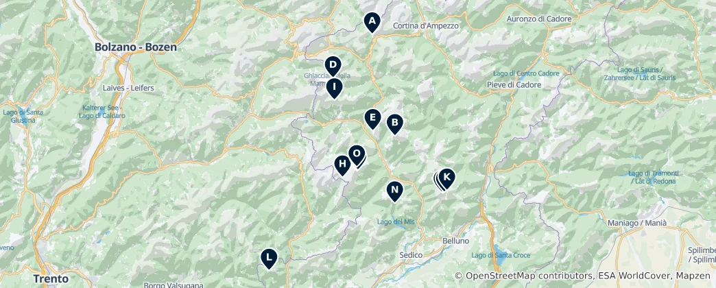 Mapa De Via Ferrata in the Dolomites