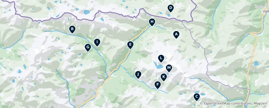 Mapa Alpine Huts & Shelters