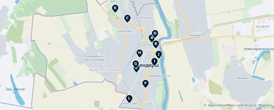 Mappa di Parks and Squares