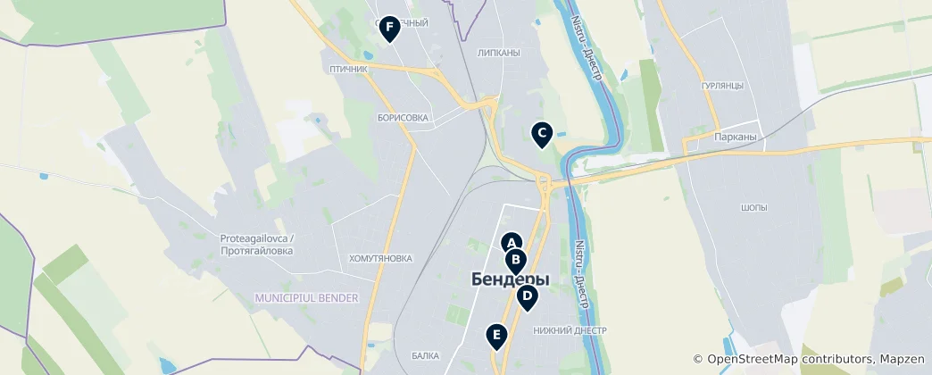 Mapa Religious Sites in Bender