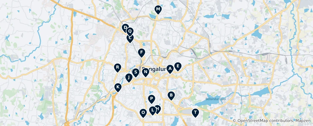 Karte von Bengaluru Shopping Destinations