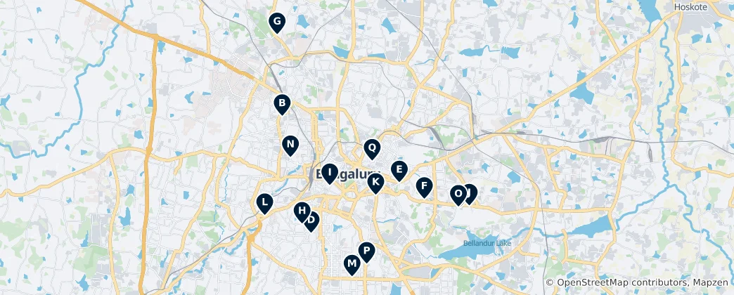 Karte von Bengaluru's Spiritual Sites