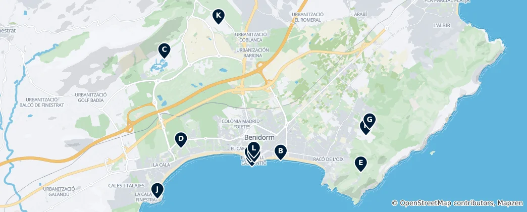 Mappa di Benidorm Essentials