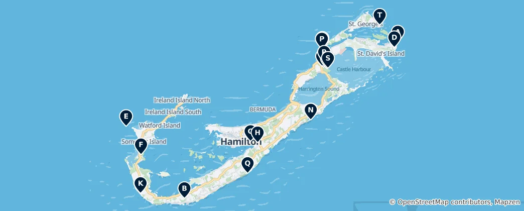 Mapa Bermuda's Historic Sites