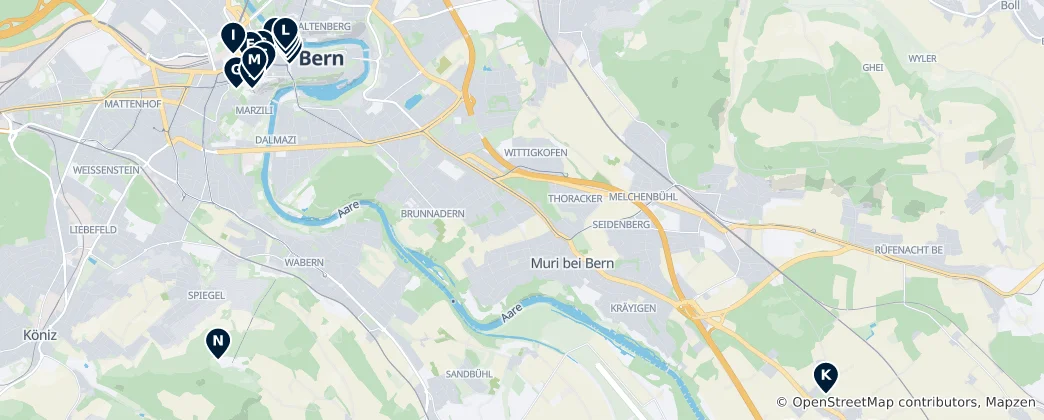 Mapa Nepřehlédnutelné poklady Amtsbezirk Bern