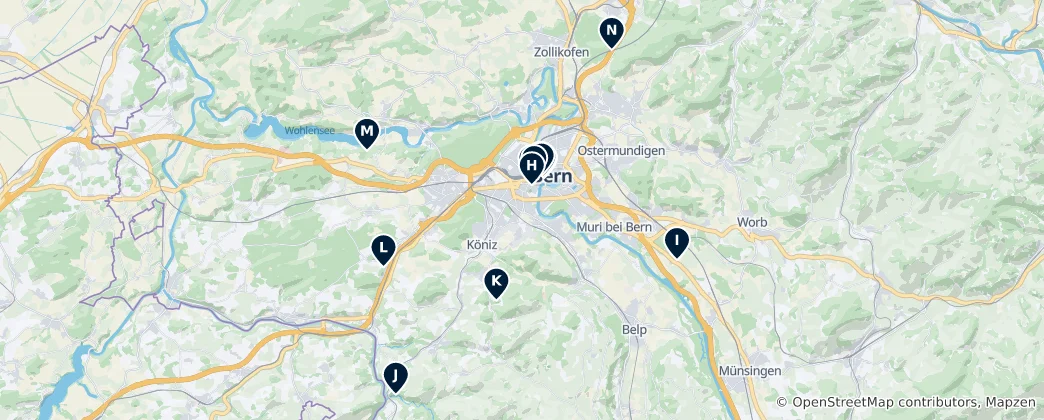Mapa Bern's Historic Treasures