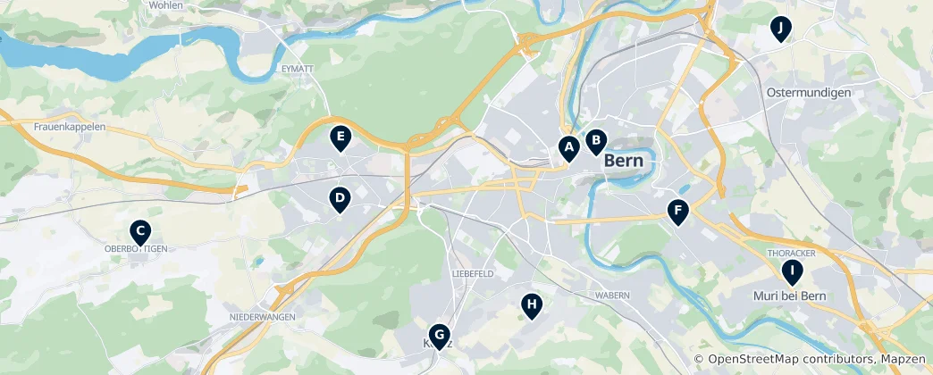 Map of Bern's Protestant Churches