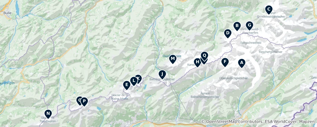 Map of Alpine Glaciers