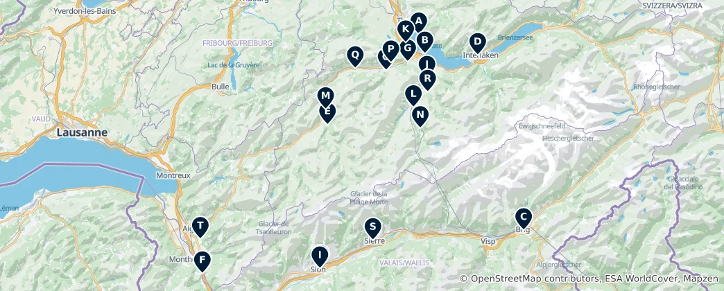 Mapa Alps Castles and Ruins